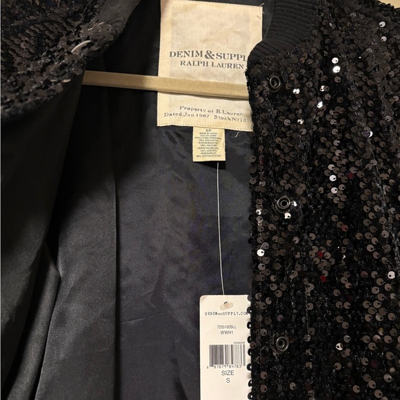 Ralph Lauren Black Sequin Bomber Jacket - Picture 3 of 7